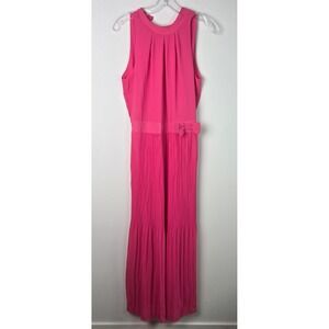 Sara Corsi Made in Italy Women's Pink Pleated Maxi Lined Dress Size M Bow